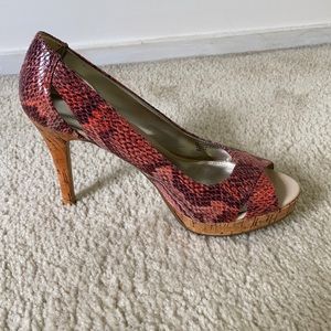 Alfani Fairfax Peep Toe Faux Leather High Heels